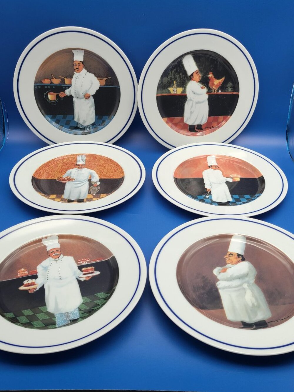 6 Williams Sonoma Guy Buffet Vintage Chef Series Dessert Salad Plates